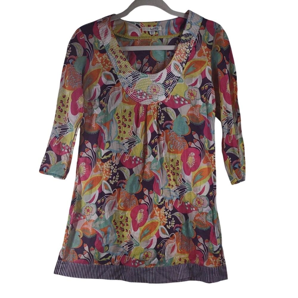 Boden Colorful Mini Dress in Cotton, Size 2